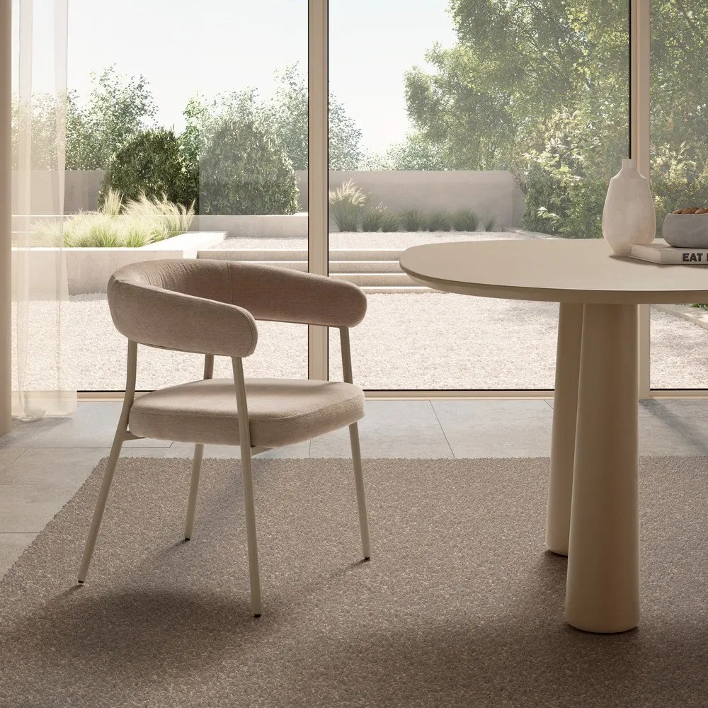 Set de scaune de sufragerie bej cu cotiere 2 buc. tapițat Yuri – MOME