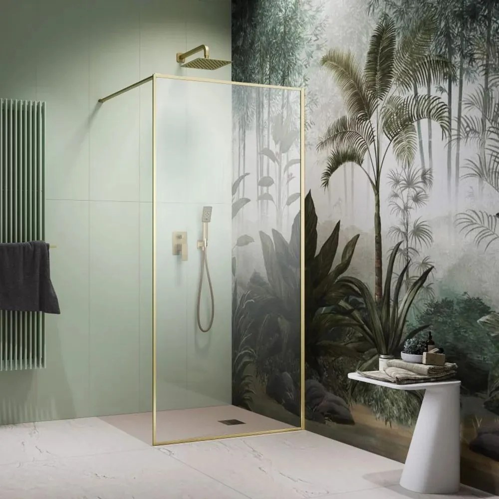 Paravan de dus tip Walk-in Radaway Modo F II auriu periat-transparent 125 cm sticla securizata 8 mm
