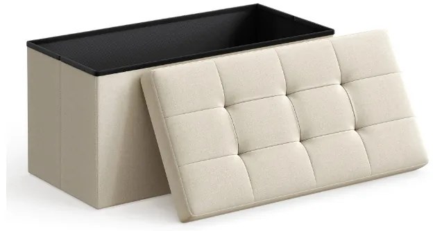 Taburet cu spatiu depozitare OTTOMAN 76x38 cm, crem