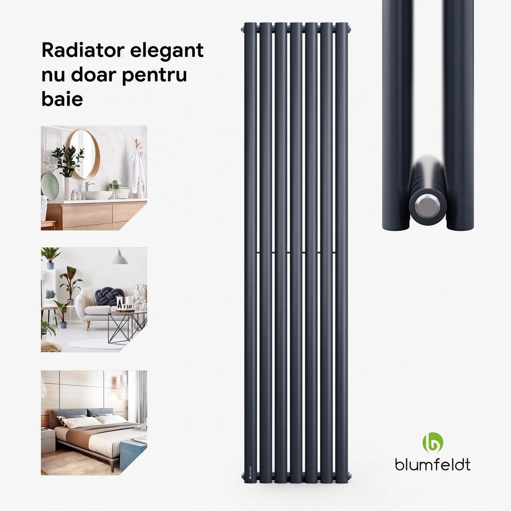 Blumfeldt Tallheo, 41 x 180, radiator, radiator de baie, radiator tubular, 1435 W, apă caldă, 1/2