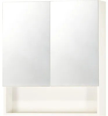 Dulapior cu oglinda Eko, 2 usi cu sistem push, 62x81 cm, alb lucios