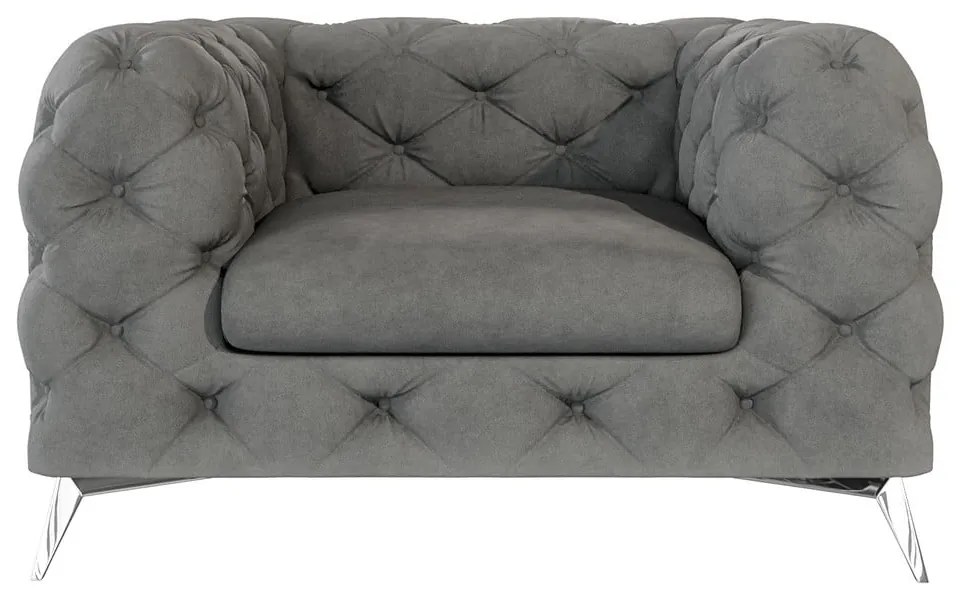 Fotoliu gri cu tapițerie din catifea Chelsea – Ropez