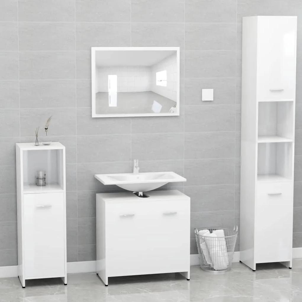 Dulap de baie, alb extralucios, 60 x 33 x 61 cm, PAL Alb foarte lucios, 1