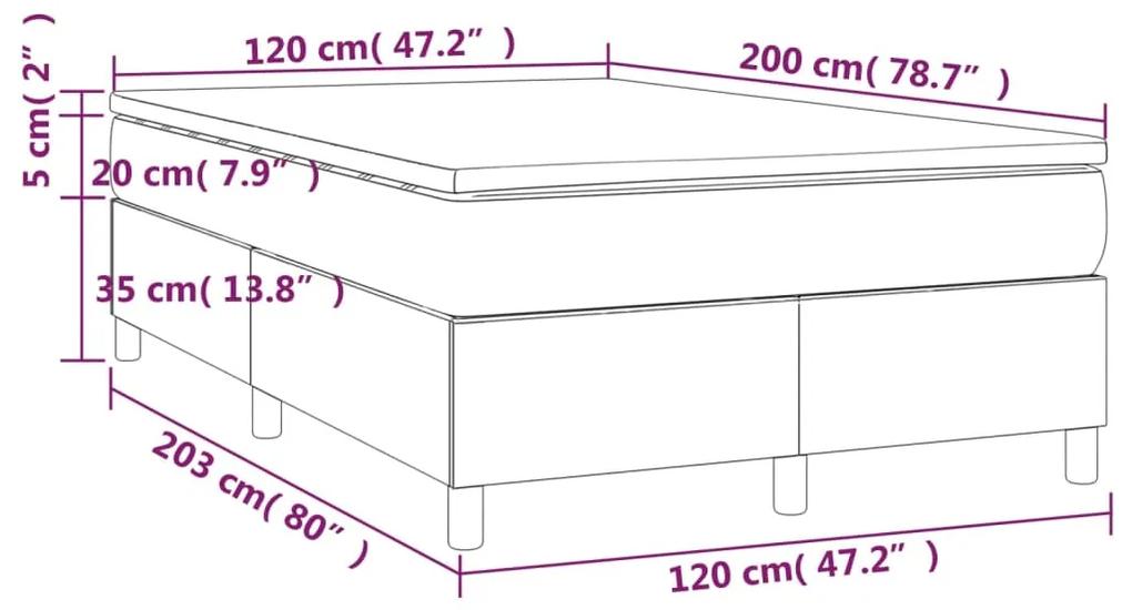 Pat box spring cu saltea, roz, 120x200 cm, catifea Roz, 35 cm, 120 x 200 cm