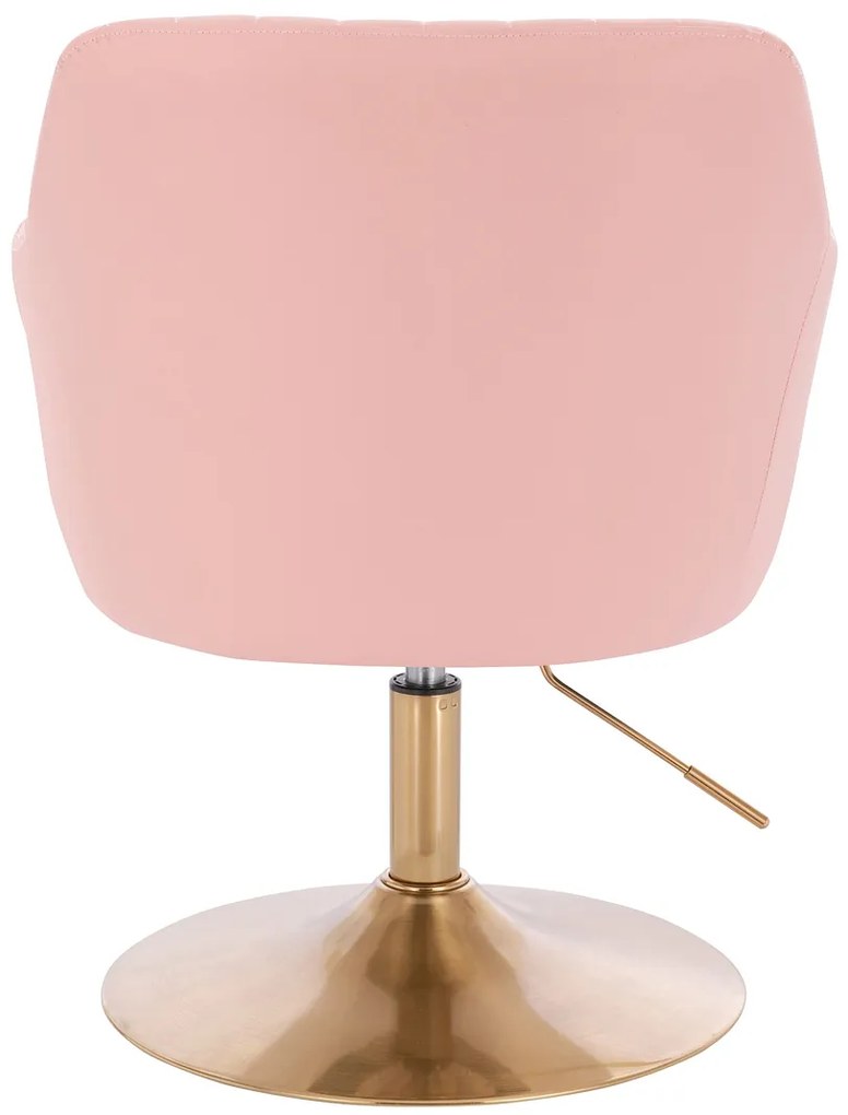 HC190N Scaun Roz din Piele Ecologica cu Bază Aurie