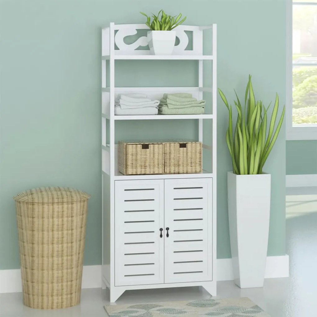 242689 vidaXL Dulap de baie Albuquerque din lemn, alb, 46 x 24 x 117,5 cm