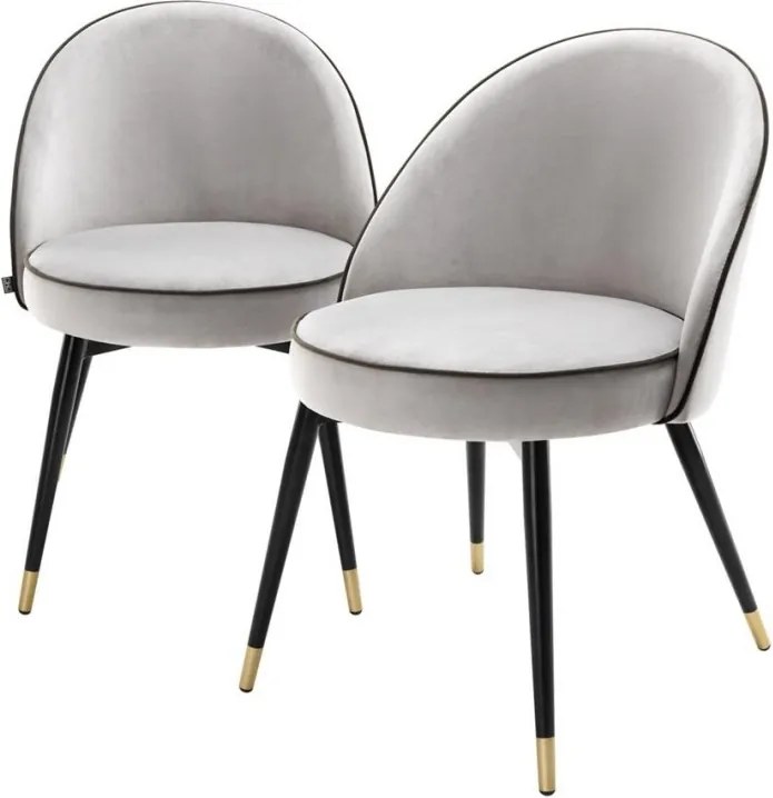 Set de 2 scaune elegante design LUX Cooper, catifea gri deschis 113124 HZ