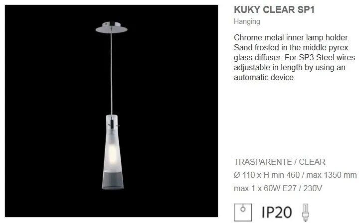 Pendul transparent design italian, KUKY CLEAR SP1 023021