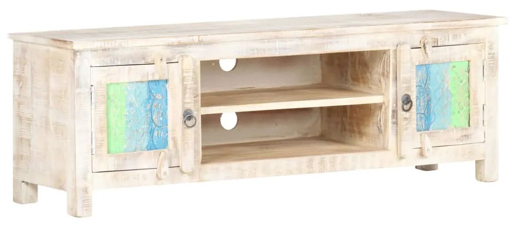 Comoda TV, 120 x 30 x 40 cm, lemn de acacia nefinisat 1, Lemn de acacia nefinisat