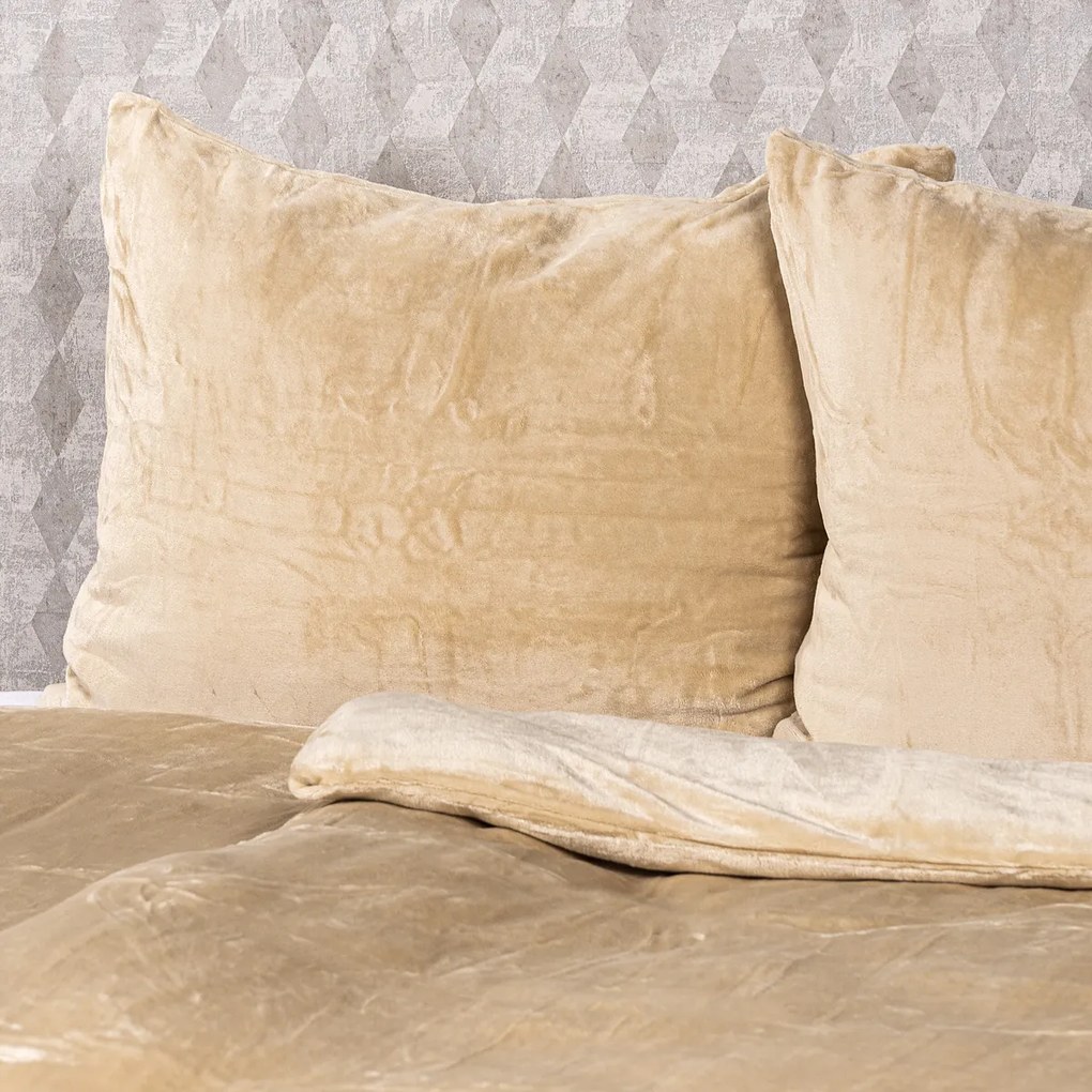 Lenjerie pat o persoană 4Home din microflanel bej, 140 x 220 cm, 70 x 90 cm