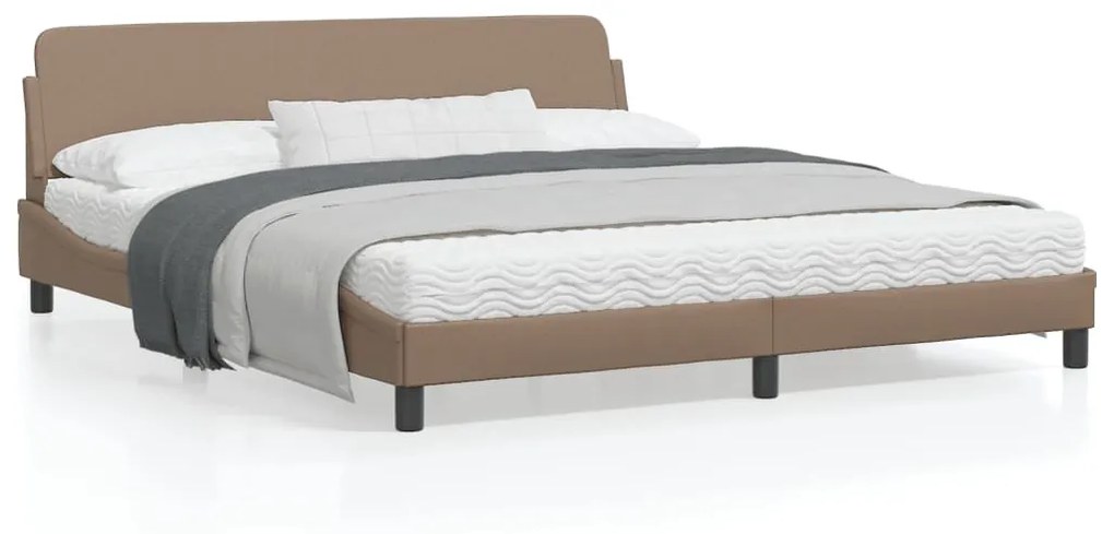 373242 vidaXL Cadru de pat cu tăblie, cappuccino, 180x200 cm, piele ecologică