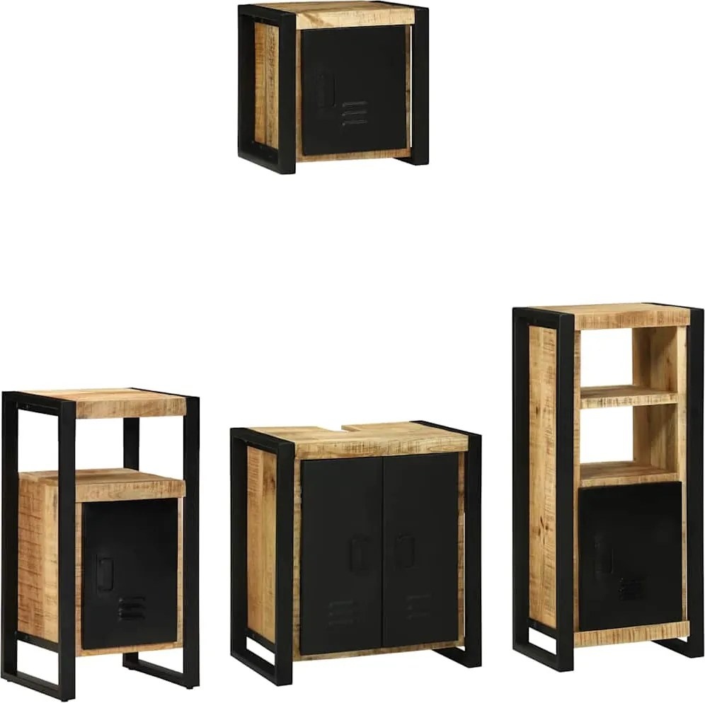 vidaXL Set de mobilier pentru baie cu sertar 4 pcs Lemn de mango solid