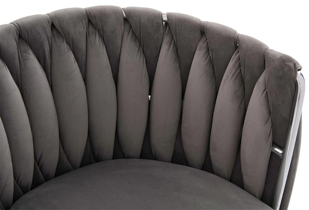 Set de 2 scaune pivotante din catifea, Gri | Aosom Romania