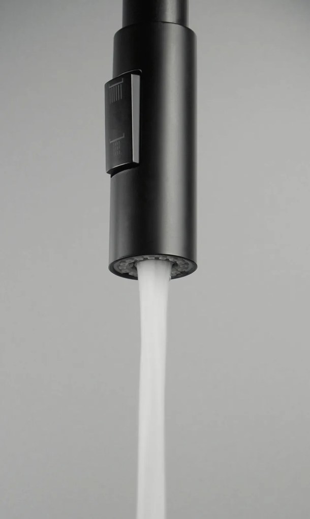 Pipa flexibila pentru baterie bucatarie, cu 2 functii, negru, Deante Luno Negru