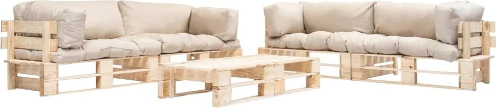 vidaXL Set mobilier de grădină paleți cu perne nisipii, 6 piese lemn