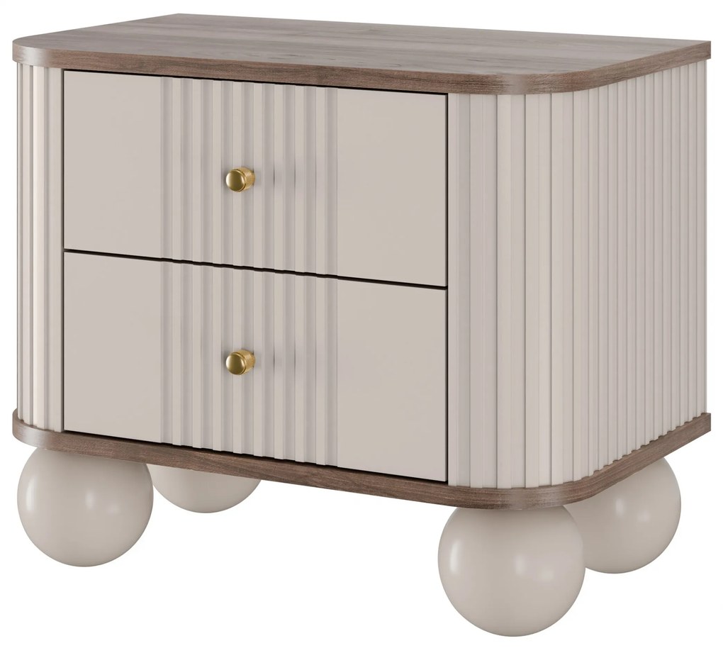 Set noptiere Vesper 56 cm - cașmir / nuc / mânere aurii / picioare sferice