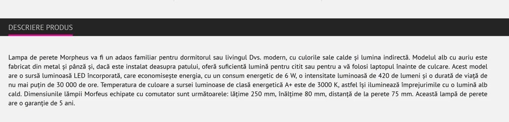 Aplica perete LED design modern Morpheus aurie 5684 RX