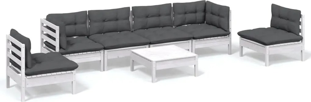 vidaXL Set mobilier grădină cu perne, 7 piese, lemn masiv de pin