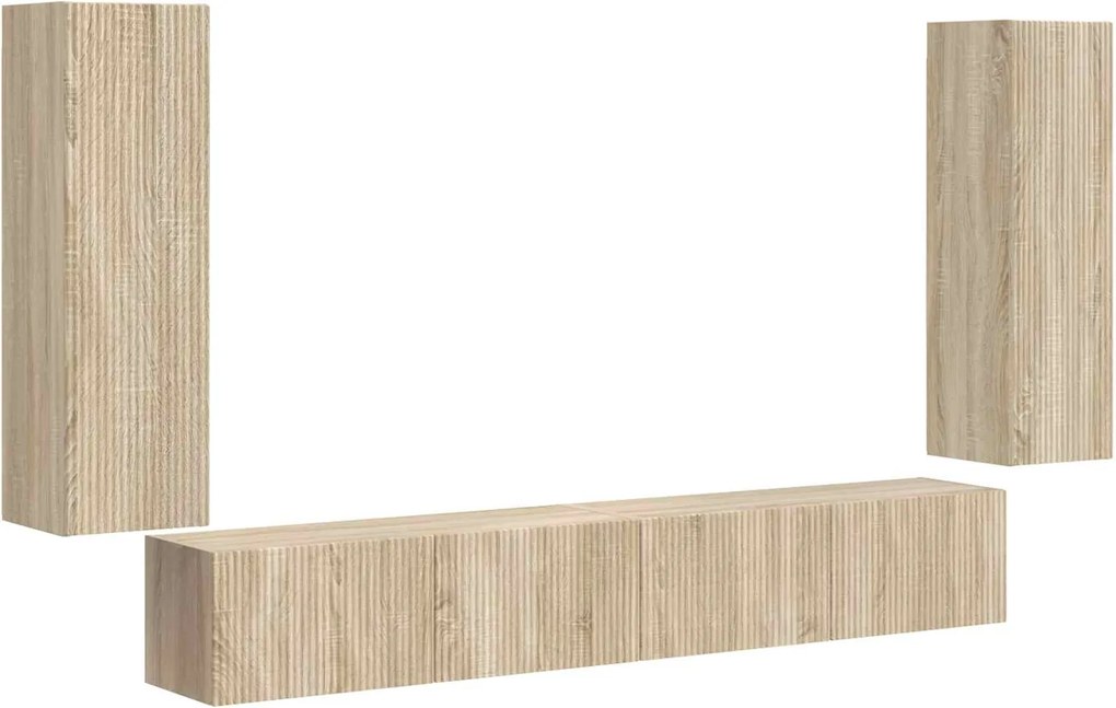 vidaXL Set Dulap pentru Televizor Montat pe Perete 4 pcs Stejar Sonoma