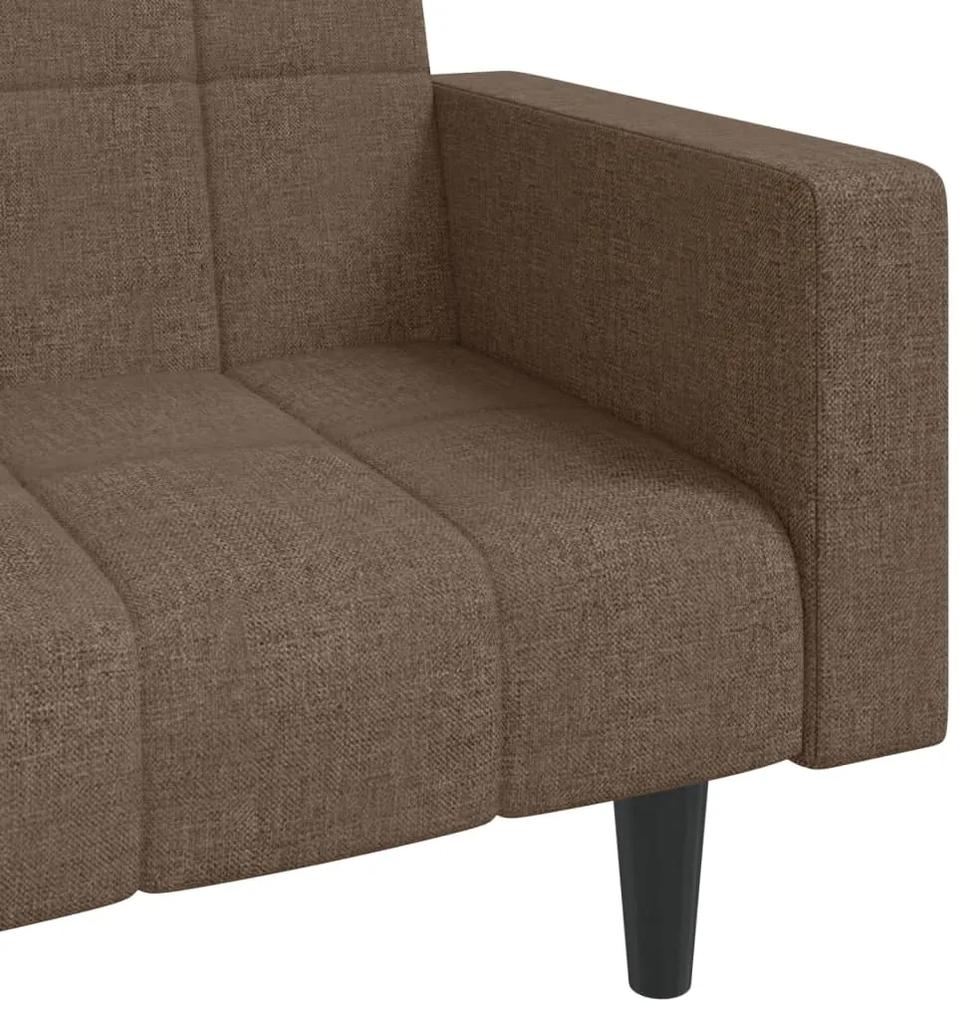 Canapea extensibila cu 2 locuri, 2 perne, gri taupe, textil Gri taupe, Fara suport de picioare