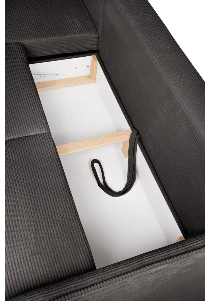 Colțar gri extensibil cu tapițerie din catifea reiată (cu colț pe partea stângă ) Tori – Bonami Selection