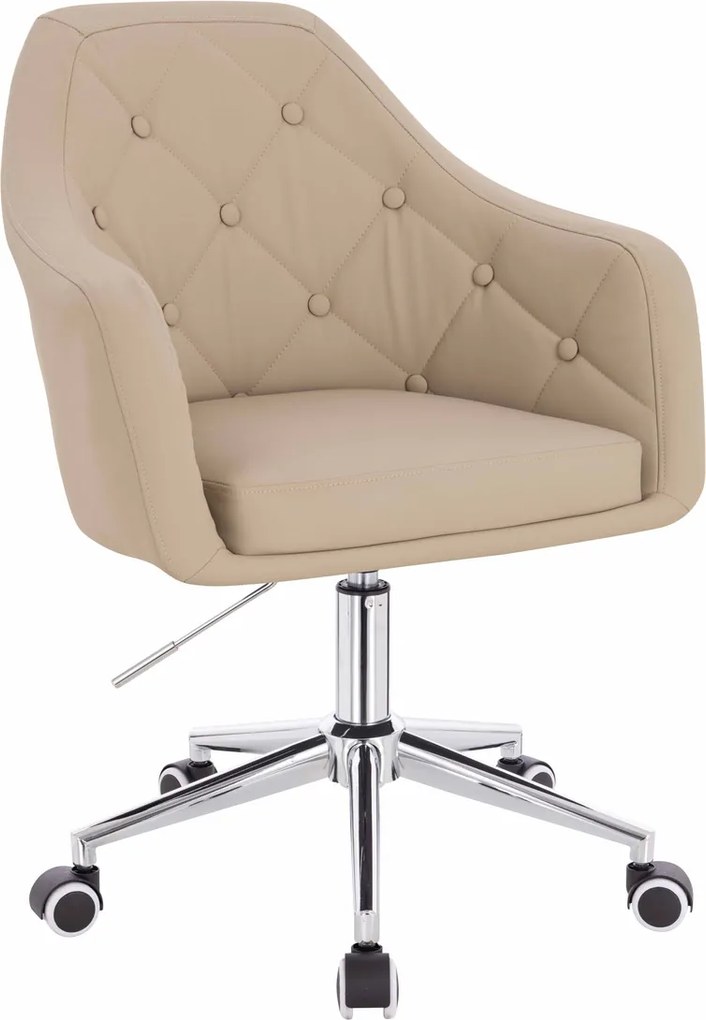 HR831K Scaun Crem Piele Ecologica Premium Soft cu Bază Cromata