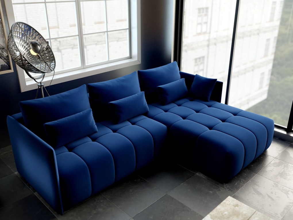 Colțar extensibil dumonde cu ladă de depozitare si sezut confortabil din spuma high-density, Malta Royal Blue II 235x185 cm