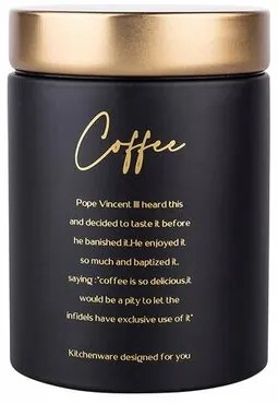 Doză Altom Coffee din tablă, cu capac, negru,