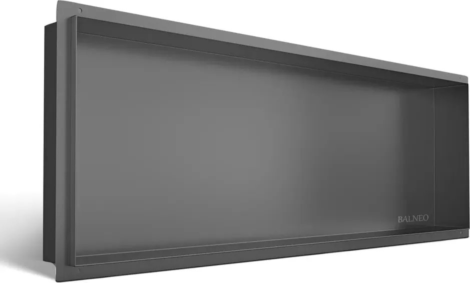 Raft incastrat dreptunghiular Balneo Wall-Box No Rim 90x30x10 cm Gun Metal mat fara rama