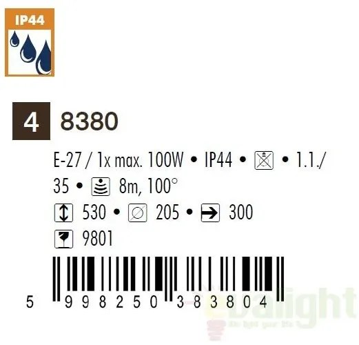 Aplica de perete exterior cu senzor IP44, up light, auriu antic Toronto 8380 RX