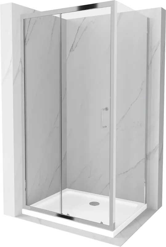 Mexen Apia cabină de duș glisantă 110 x 80 cm, transparentă, crom + cadă Flat - 840-110-080-01-00-4010