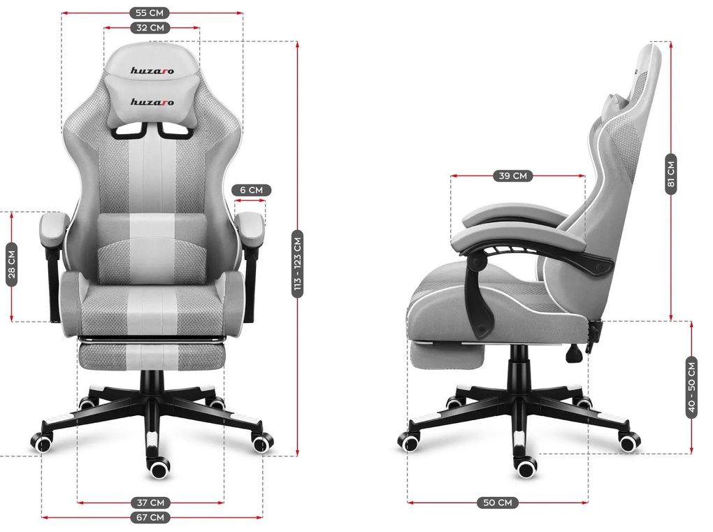 Fotoliu gaming Fusion 4.7 (alb + gri). 1087481