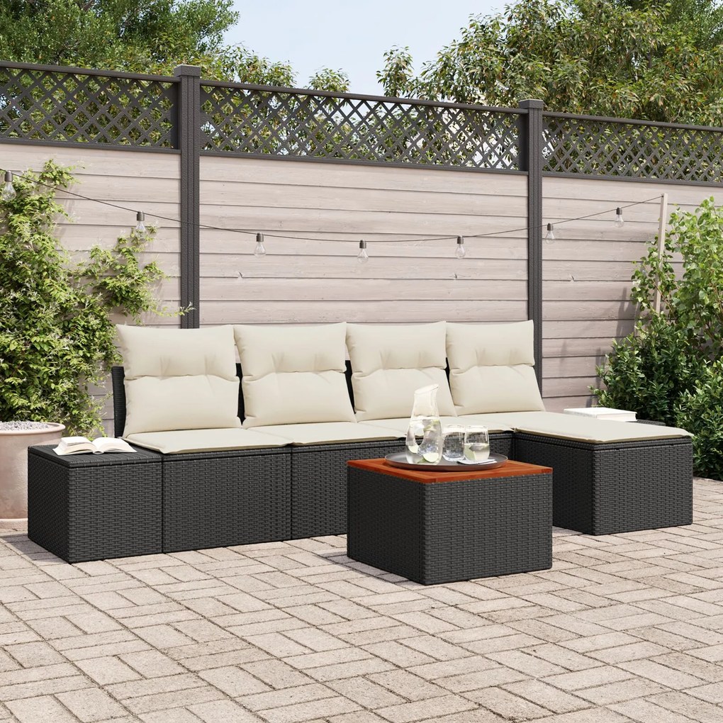 vidaXL Set de canapele pentru grădină 6 pcs Negru și alb