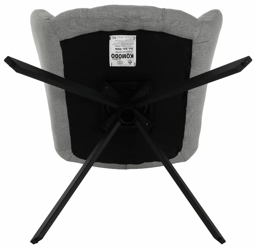 Fotoliu de design rotativ, gri/negru, KOMODO