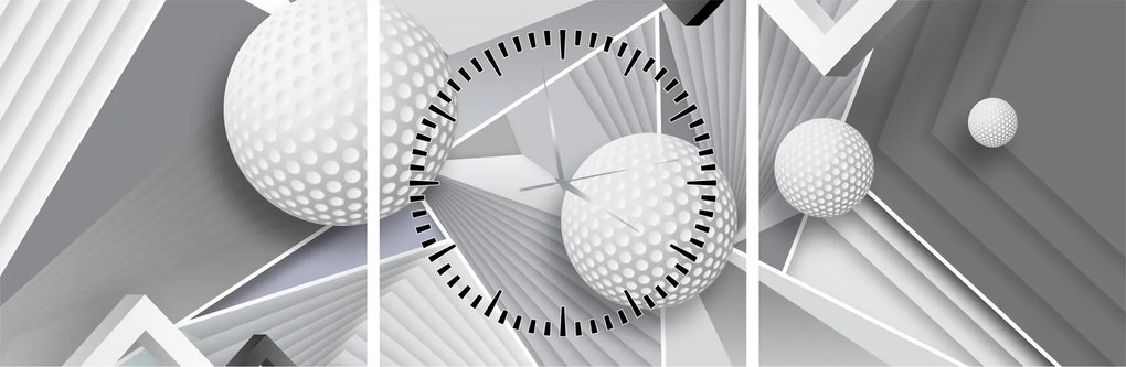 Tablou geometric abstract (cu ceas) (90x30 cm)