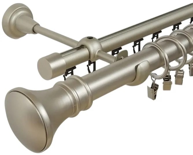 Galerie dubla luxor , teava neteda si profil,grosime 25 si 19mm, crom mat (Alege marime: 160 cm)