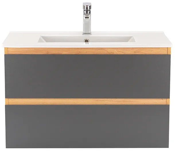 Dulap inferior Vario Forte 80 cu lavoar stejar-antracit