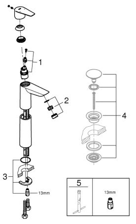 GROHE 32860001 - Baterie pentru lavoar BAUEDGE, 304 mm, crom lucios