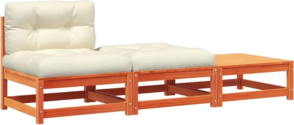 vidaXL Canapea de grădină fără cotiere, cu perne și taburete