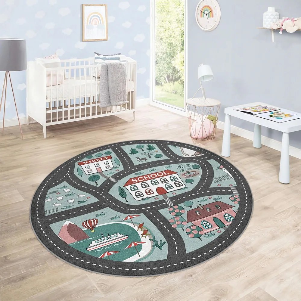 Covor de joacă pentru copii lavabil ø150 cm Happy Neighbourhood – Mila Home