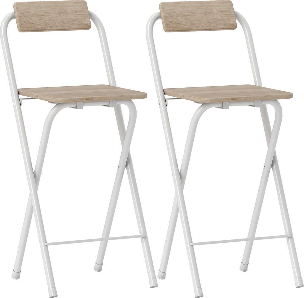 HOMCOM Set 2 Scaune de Bucătărie Pliabile cu Suport pentru Picioare din MDF și Oțel Negru | Aosom Romania