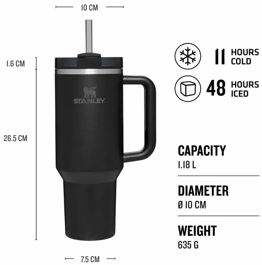 STANLEY Quencher H2.O FlowState Tumbler 1180 mlNegru Tonal