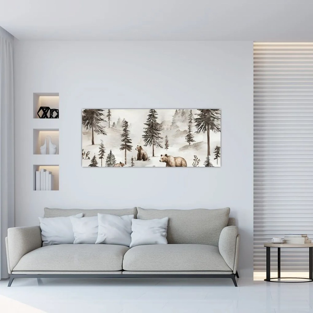 Tablou - Pădure cu Urși (120x50 cm)