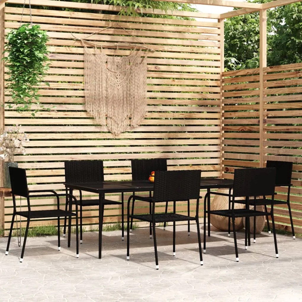 3099593 vidaXL Set mobilier pentru grădină, 7 piese, negru
