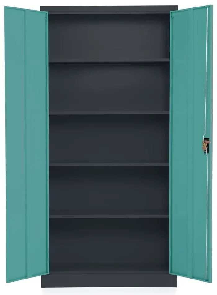 Dulap metalic universal, 90 x 40 x 185 cm, încuietoare cu cilindru, verde - ral 6033