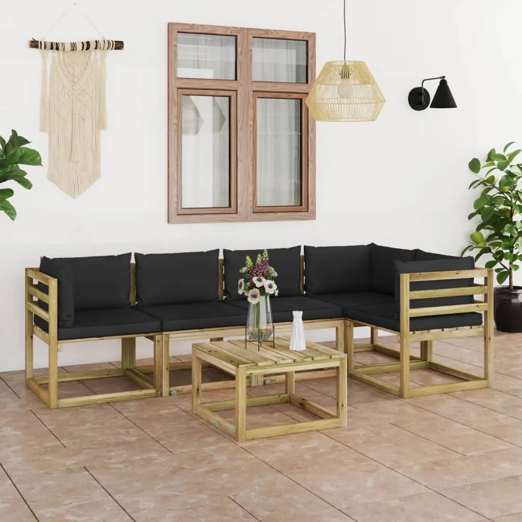 3065159 vidaXL Set mobilier grădină paleți cu perne 5 piese lemn pin impregnat