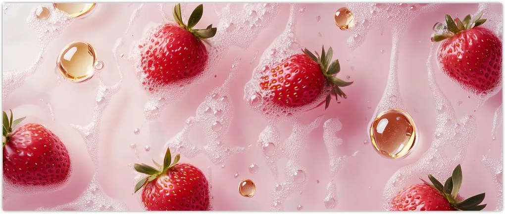 Tablou - Căpșuni în bule (120x50 cm)