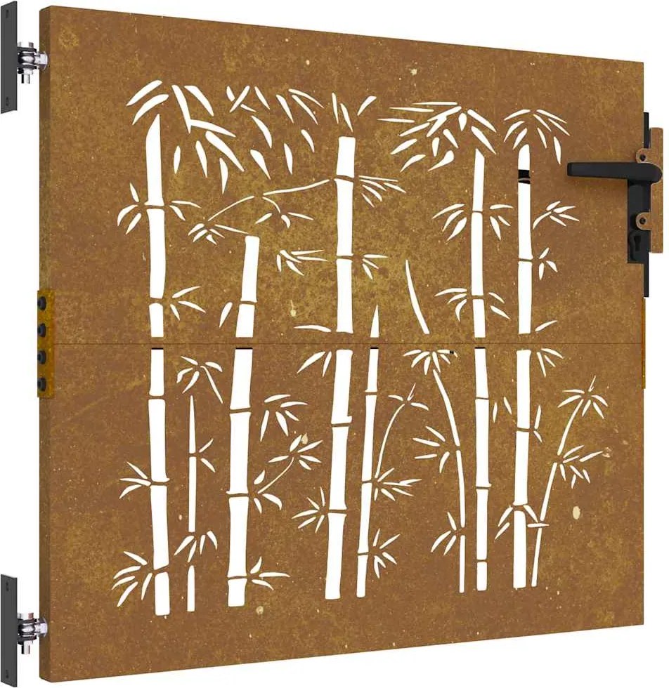 vidaXL Poartă de grădină 85x75 cm, oțel corten, design bambus