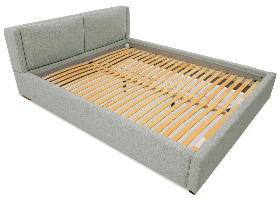 Pat matrimonial gri tapițat cu somieră 180x200 cm Dreamer – Scandic