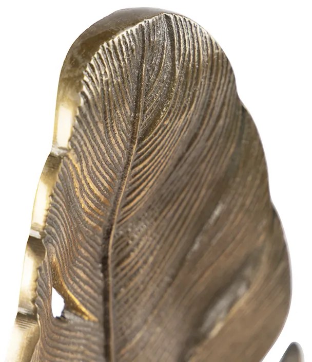 Lampă de masă Art Deco bronz cu bază din marmură - Leaf